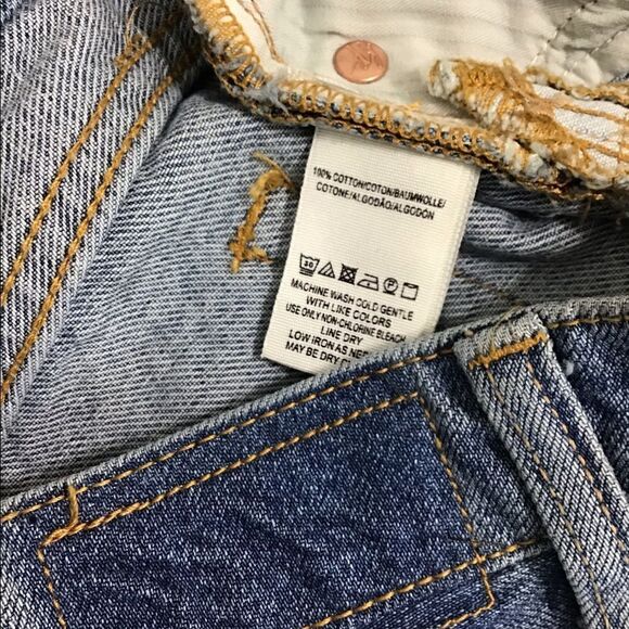 Free People Patch Denim Mini Skirt New Size 25 - Picture 8 of 8